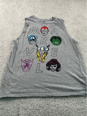 Marvel Kids M 7-9 Gray Sleeveless Tank Top Superhero Graphic Tee
